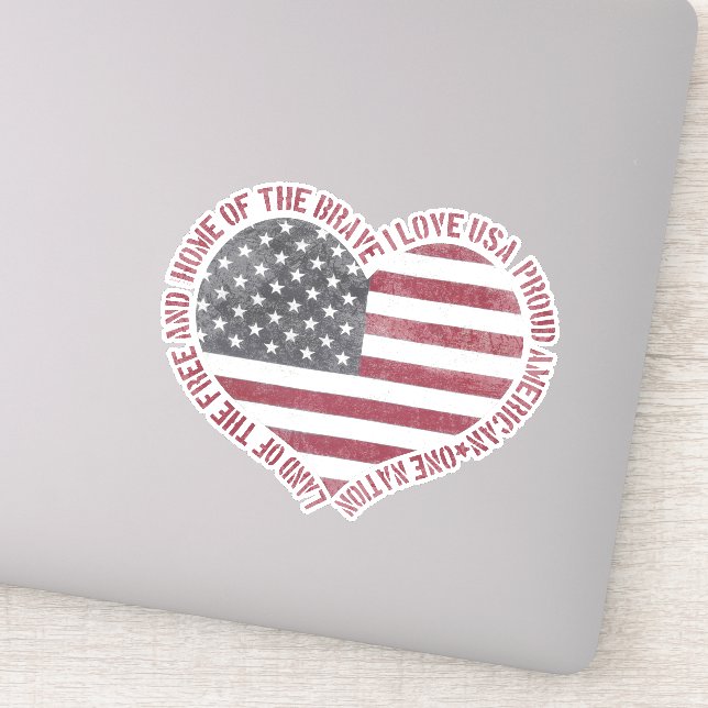 Sticker Vintage I Love USA Heart (Détail)