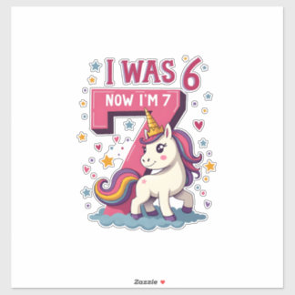 Sticker Vintage J'avais 6 ans maintenant j'ai 7 ans Licorn