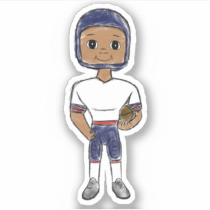 Sticker vintage joueur de football rétro bleu rouge blanc 