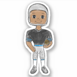 Sticker vintage joueur de football rétro noir bleu simple