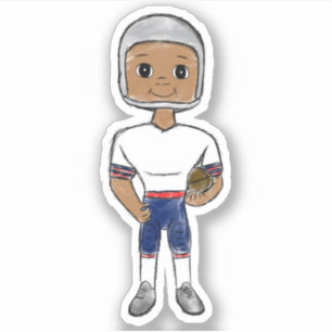 Sticker vintage joueur de football rétro rouge bleu gris s