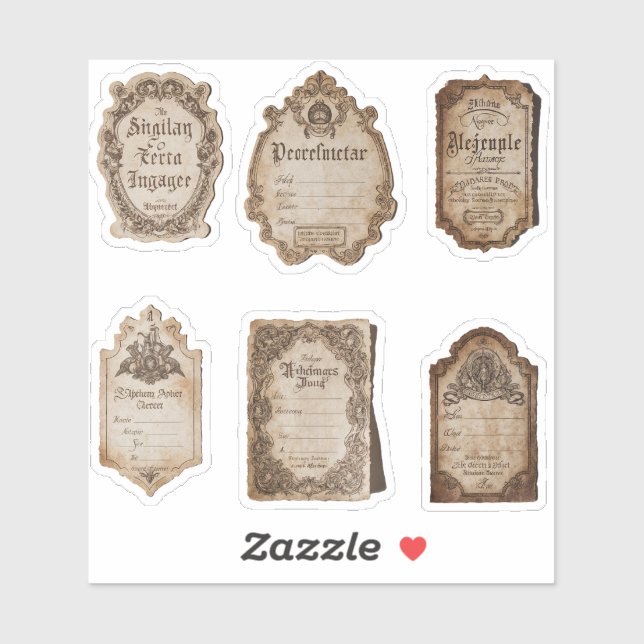 Sticker Vintage Labels Scrapbook Junk (Feuille)