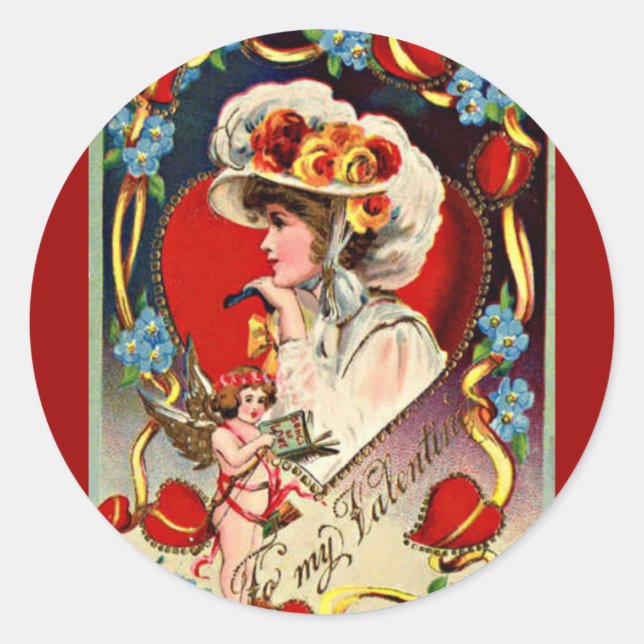Sticker vintage Lady My Valentine Round (Devant)