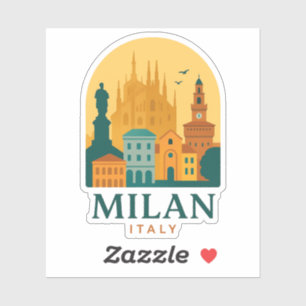 Sticker Vintage Milan Italie Voyage Duomo rétro