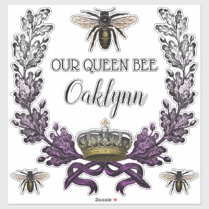 Sticker Vintage Moderne Notre Queen Bee Baby Nursery