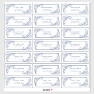 Sticker Vintage Navy Blue Floral Line Art Adresse du clien