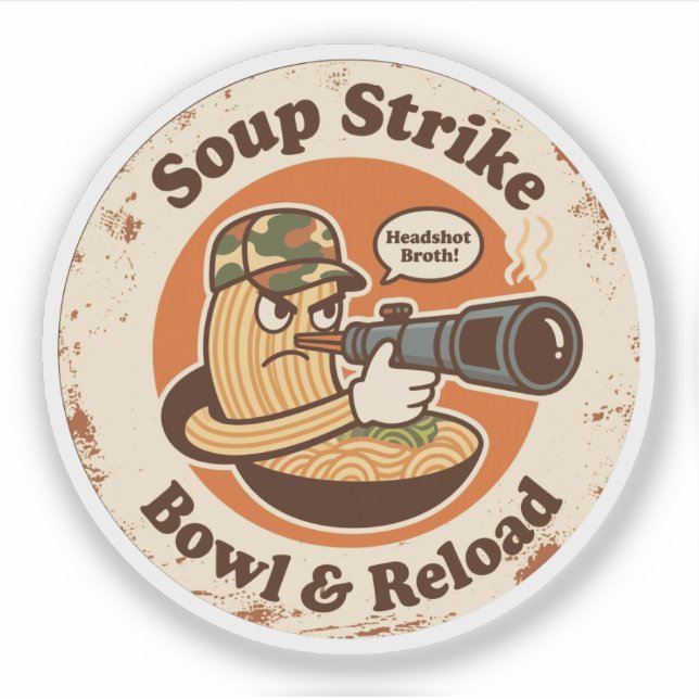 Sticker Vintage Noodle Bowl Combat Gamer Amusant (Devant)