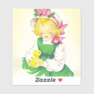 Sticker Vintage petite fille Retro mignonne
