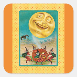 Sticker vintage pour Halloween Chat Noir