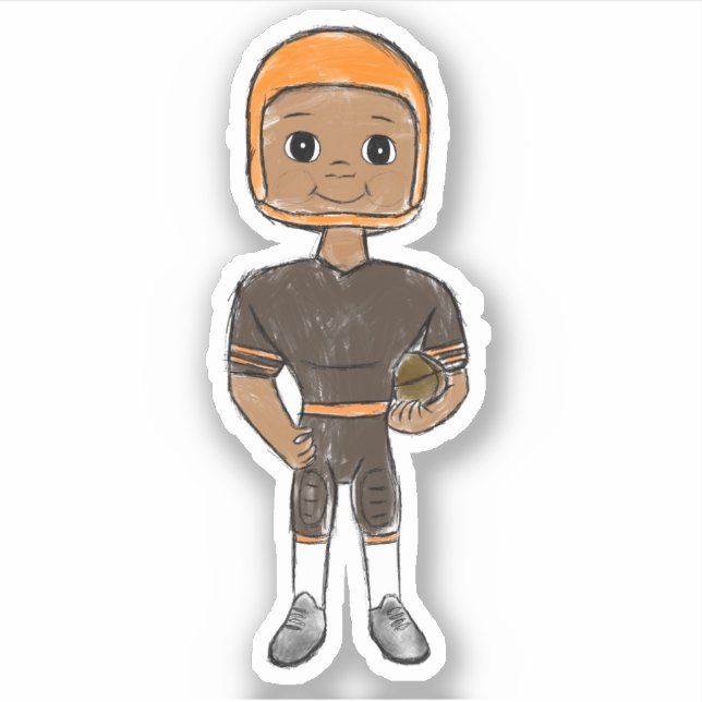 Sticker vintage rétro footballeur marron orange simple (Devant)