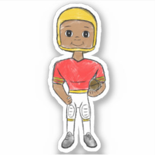 Sticker vintage rétro footballeur rouge jaune simple