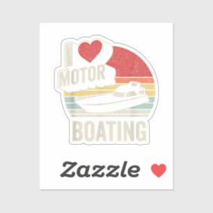 Sticker Vintage Retro I Love Motor Boating Funny Boater