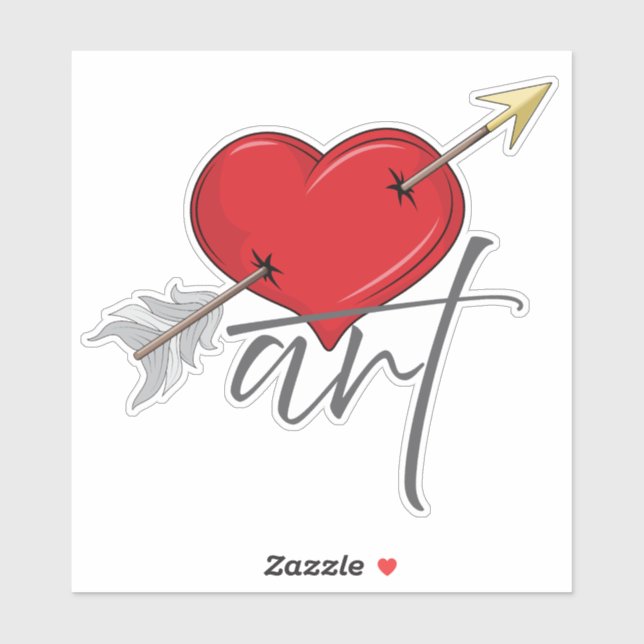Sticker Vintage Retro Love Art Coeur Cupidé (Feuille)