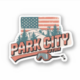 Sticker Vintage Retro Park City Utah Mountain cadeaux