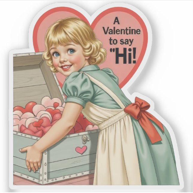Sticker Vintage Retro Valentine Old Fashioned "Say Hi" (Devant)