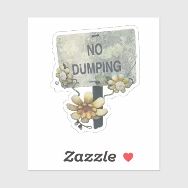 Sticker Vintage rustique No Dumping Flower Sign (Feuille)