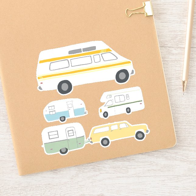Sticker Vintage RV Van Motorhome Campervan Trailer (Carnet)