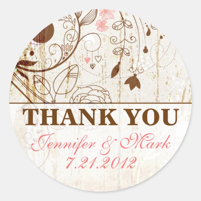 Sticker vintage Shabby Chic Floral Merci (Devant)