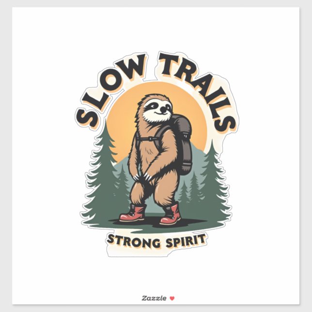 Sticker Vintage Sloth Hiking Adventure Quote Design 2 (Feuille)