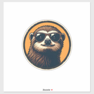 Sticker Vintage Sloth Sunglasses Retro Badge Art 2