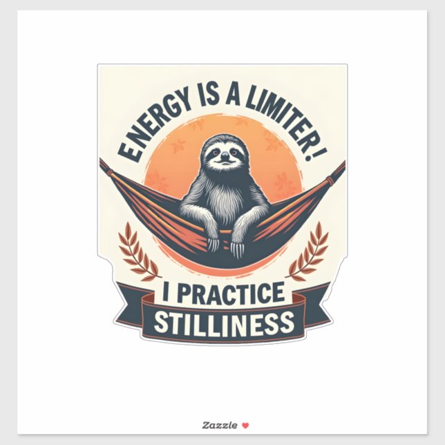 Sticker Vintage Sloth Sunset Retro Forest Animal Art 2 (Feuille)