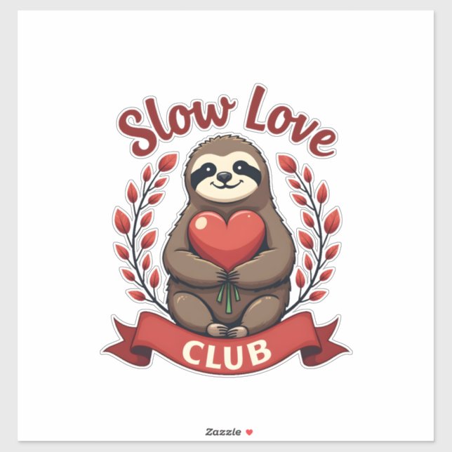 Sticker Vintage Sloth Valentine Cute Heart Hands Art 2 (Feuille)