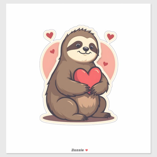 Sticker Vintage Sloth Valentine Cute Retro Love Design 2 (Feuille)