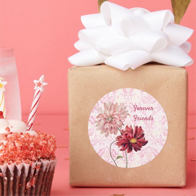 Sticker vintage Style Flower Pair Friends (Fête)