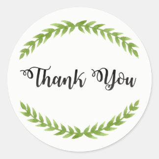Sticker Vintage Thank You avec Feuilles