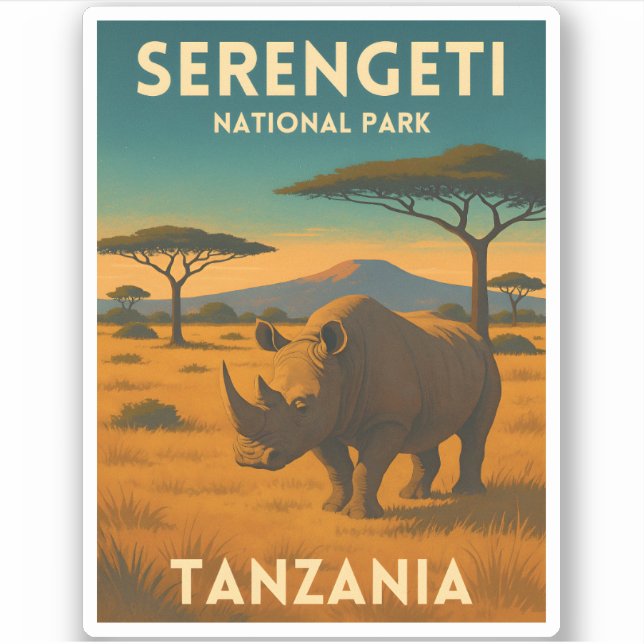 Sticker Vintage Travel Africa Serengeti National Park (Devant)