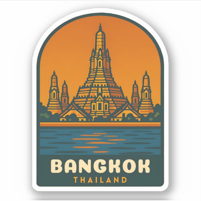 Sticker Vintage Travel Bangkok Thailand Retro Graphic (Devant)