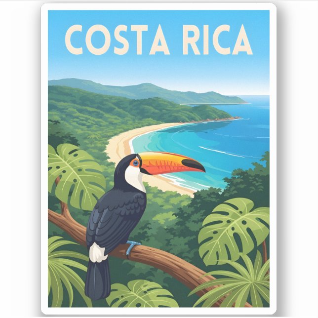 Sticker Vintage Travel Costa Rica Nature Beach Retro (Devant)