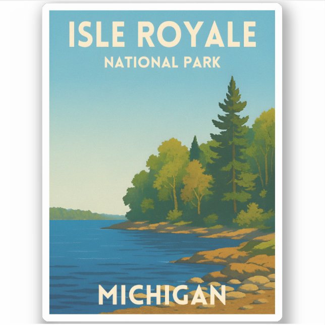 Sticker Vintage Travel Isle Royale National Park Michigan (Devant)