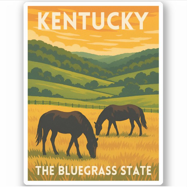 Sticker Vintage Travel Kentucky Horses Retro Graphic (Devant)