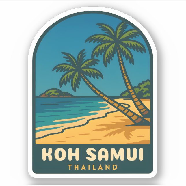 Sticker Vintage Travel Koh Samui Thailand Retro Beach (Devant)