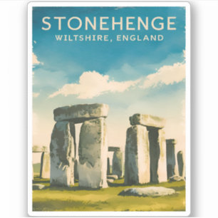 Sticker Vintage Travel Stonehenge Angleterre Scène rétro