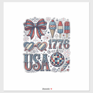Sticker Vintage USA 1776 T-shirt de été patriotique Design