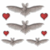 Vintage Vampire chauve-souris et Coeurs rouges Bat