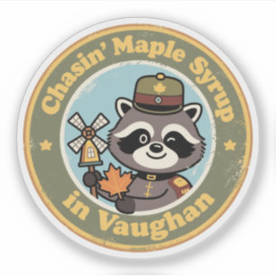 Sticker Vintage Vaughan Ontario Raccoon Maple