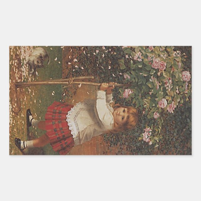 Sticker Vintage Victorian Girl Plaid Jupe Tatt (Devant)