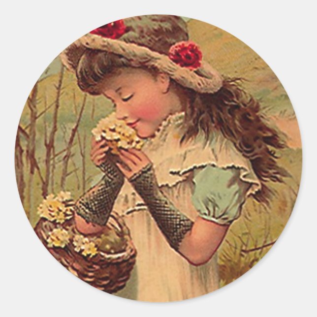 Sticker Vintage Victorian Pinaavant Picking Flower (Devant)