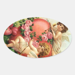 Sticker Vintage Victorien Valentine Cupids Coeurs