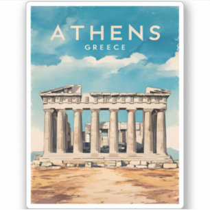 Sticker Vintage voyage Athènes Grèce Parthenon Rétro