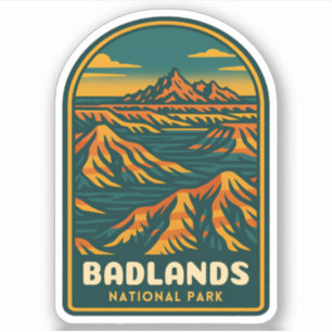 Sticker Vintage voyage Badlands National Park Rétro Pittor