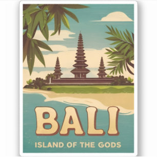 Sticker Vintage voyage Bali Indonésie Retro Graphisme