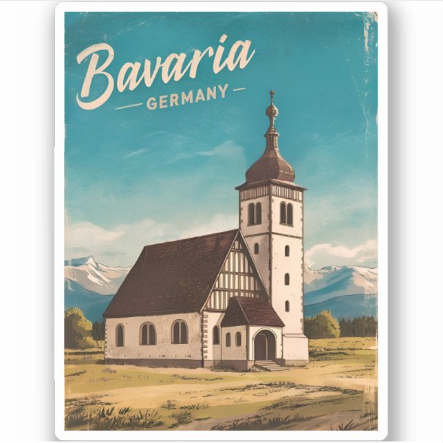 Sticker Vintage voyage Bavière Allemagne Rétro Pittoresque (Devant)