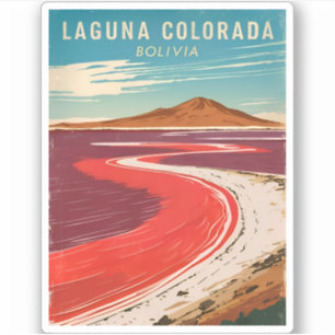 Sticker Vintage voyage Bolivie Laguna Colorada Paysage