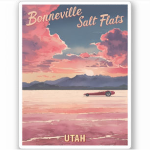 Sticker Vintage voyage Bonneville Salt Flats Utah Retro
