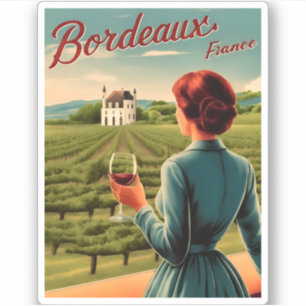 Sticker Vintage voyage Bordeaux France Rétro Pittoresque