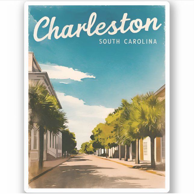 Sticker Vintage voyage Charleston Caroline du Sud Retro (Devant)